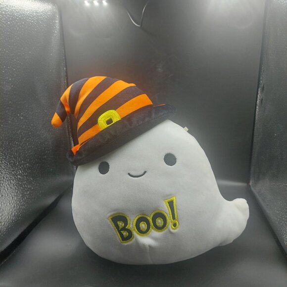 Halloween BOO! Squishmallow Ghost w/Black & Orange Witch Hat 10" Plush Doll - Picture 2 of 10